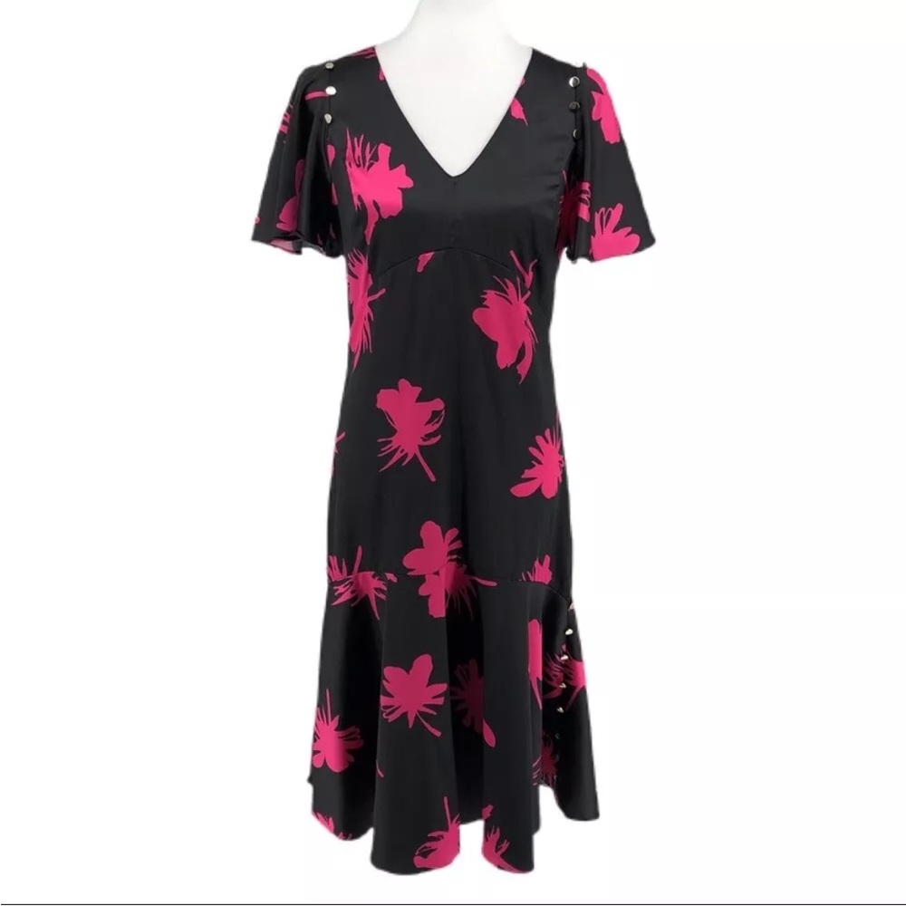 Prabal Gurung Collective Black & Pink Sheath Dress w/ Short Sleeves size 4